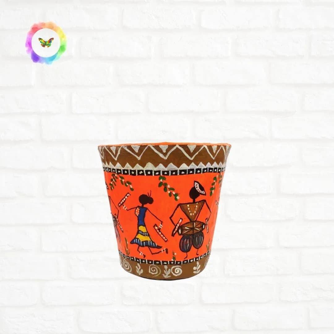 Eco-Friendly Tribal Warli Art Planter — view 1