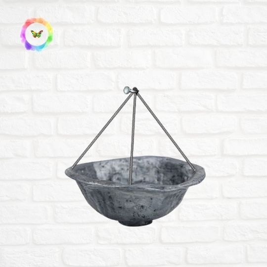 Grey-hanging-textured-planter-pot-hand-crafted-eco-friendly