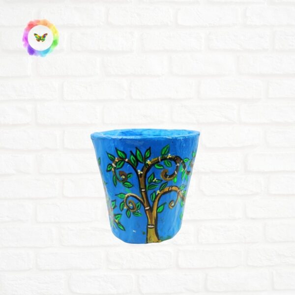 blue-owl-madhubani-planter-pot-eco-friendly-srishti-green-decor