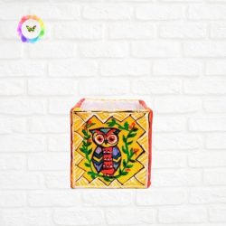 yellow- owl-lucky-charm-planter-madhubani-art-srishti-green-decor-hand-crafted