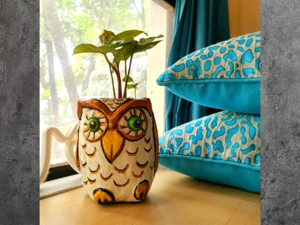 Owl Planter Brown yellow